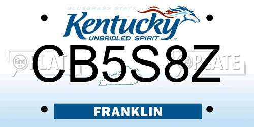 CB5S8Z Kentucky License Plate