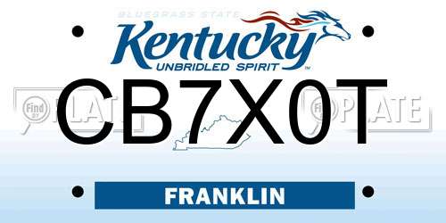 CB7X0T Kentucky License Plate