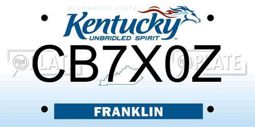 CB7X0Z Kentucky License Plate