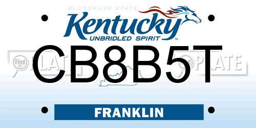 CB8B5T Kentucky License Plate
