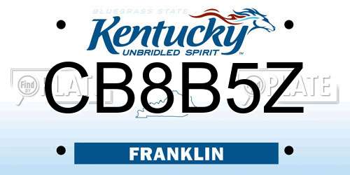 CB8B5Z Kentucky License Plate