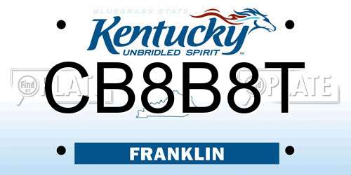 CB8B8T Kentucky License Plate