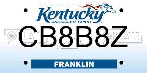 CB8B8Z Kentucky License Plate