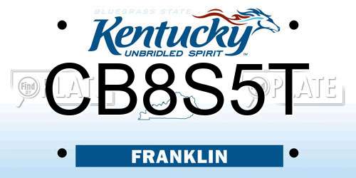 CB8S5T Kentucky License Plate