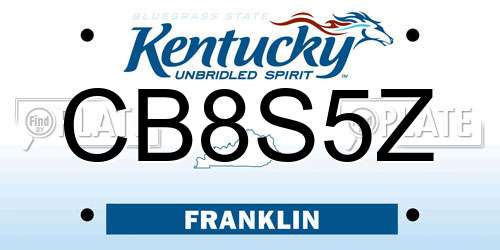 CB8S5Z Kentucky License Plate