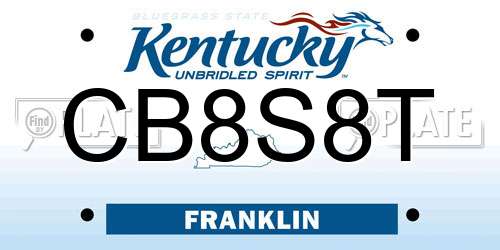 CB8S8T Kentucky License Plate