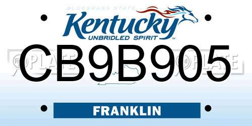 CB9B905 Kentucky License Plate
