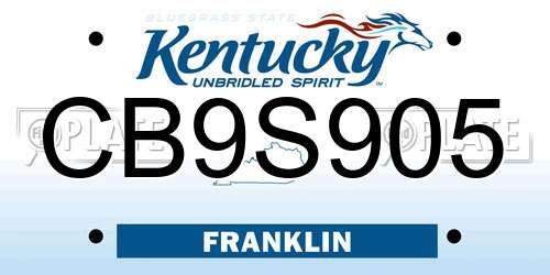 CB9S905 Kentucky License Plate