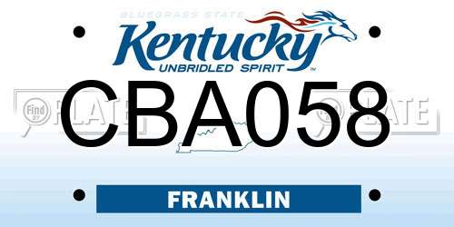 CBA058 Kentucky License Plate