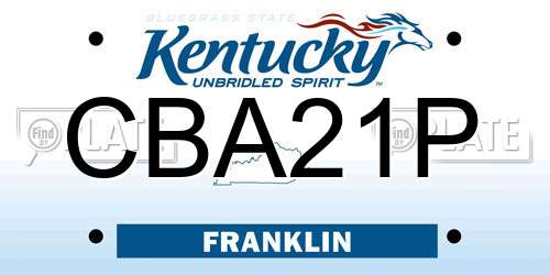 CBA21P Kentucky License Plate