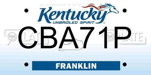 CBA71P Kentucky License Plate