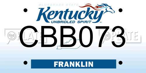 CBB073 Kentucky License Plate