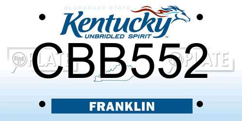 CBB552 Kentucky License Plate