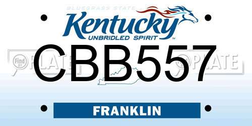 CBB557 Kentucky License Plate