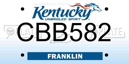 CBB582 Kentucky License Plate
