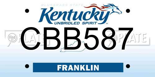 CBB587 Kentucky License Plate