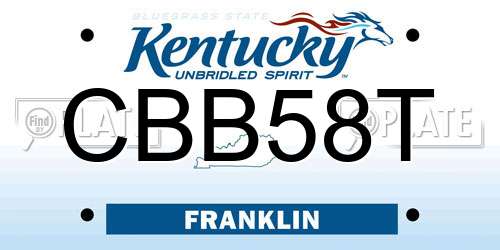 CBB58T Kentucky License Plate