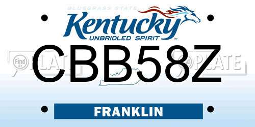 CBB58Z Kentucky License Plate