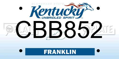 CBB852 Kentucky License Plate