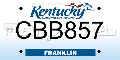 CBB857 Kentucky License Plate