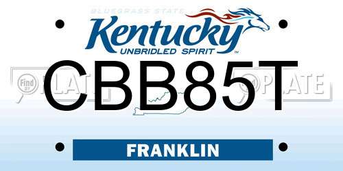 CBB85T Kentucky License Plate