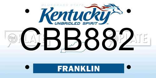 CBB882 Kentucky License Plate