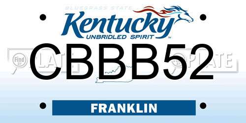 CBBB52 Kentucky License Plate