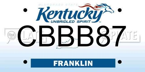 CBBB87 Kentucky License Plate