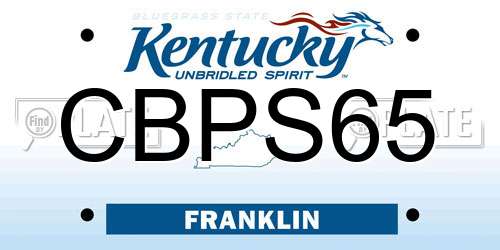 CBPS65 Kentucky License Plate