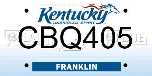 CBQ405 Kentucky License Plate