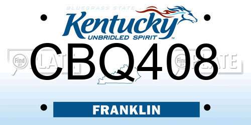 CBQ408 Kentucky License Plate