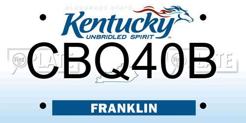 CBQ40B Kentucky License Plate
