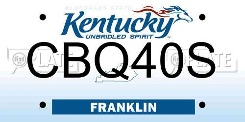 CBQ40S Kentucky License Plate