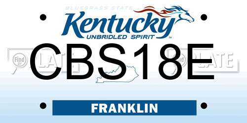 CBS18E Kentucky License Plate