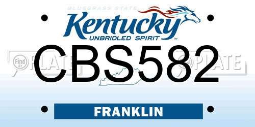 CBS582 Kentucky License Plate