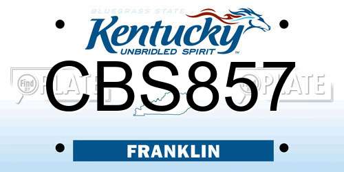 CBS857 Kentucky License Plate