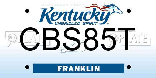 CBS85T Kentucky License Plate