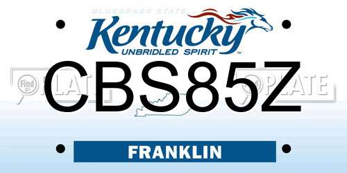 CBS85Z Kentucky License Plate