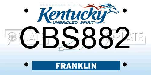 CBS882 Kentucky License Plate