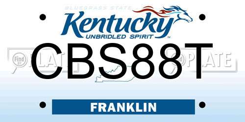 CBS88T Kentucky License Plate