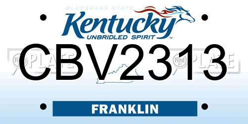 CBV2313 Kentucky License Plate