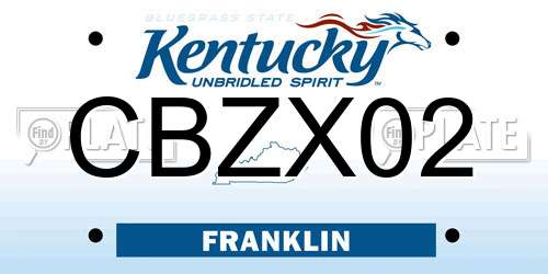 CBZX02 Kentucky License Plate