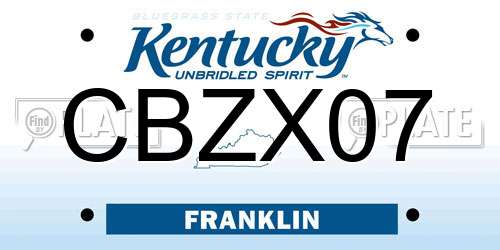 CBZX07 Kentucky License Plate