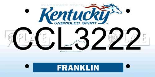 CCL3222 Kentucky License Plate