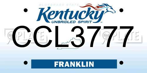 CCL3777 Kentucky License Plate