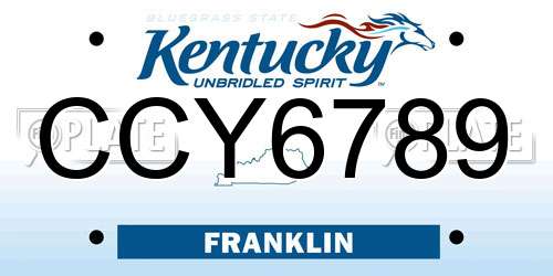 CCY6789 Kentucky License Plate
