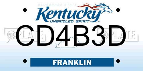 CD4B3D Kentucky License Plate