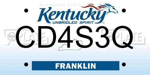 CD4S3Q Kentucky License Plate