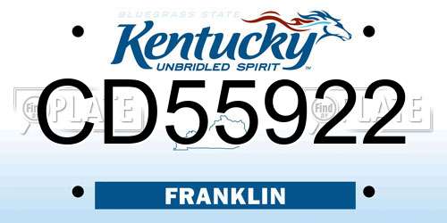 CD55922 Kentucky License Plate