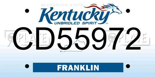 CD55972 Kentucky License Plate